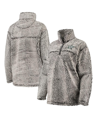 G-iii 4her By Carl Banks Women's  Gray Dallas Stars Sherpa Quarter-zip Pullover Jacket