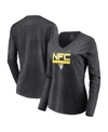 Fanatics Branded Charcoal Los Angeles Rams 2021 Nfc Champions Iconic Slant V-neck Long Sleeve T-shir In Charcoal