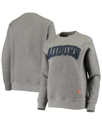 PRESSBOX WOMEN'S PRESSBOX HEATHERED GRAY AUBURN TIGERS MOOSE APPLIQUE QUILTED PULLOVER SWEATSHIRT
