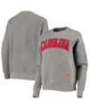 Pressbox Women's  Heathered Gray South Carolina Gamecocks Moose Applique Quilted Pullover Sweatshirt In Heathered Gray