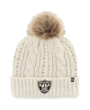 47 Brand Women's '47 Cream Las Vegas Raiders Team Meeko Cuffed Knit Hat With Pom In Cream