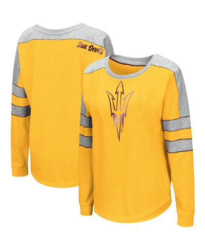 Colosseum Women's  Gold Arizona State Sun Devils Trey Dolman Long Sleeve T-shirt