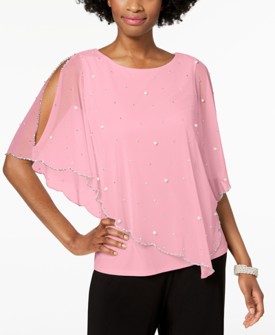 Msk Embellished Asymmetrical Overlay Top In Blossom Bliss