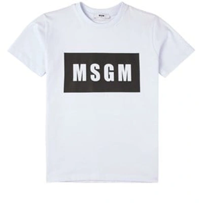 Msgm Kids'  White Logo T-shirt