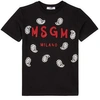 Msgm Black T-shirt For Girl With Red Logo In Black