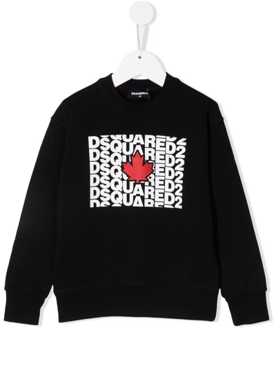 Dsquared2 Kids Black Logo-print Cotton Sweatshirt