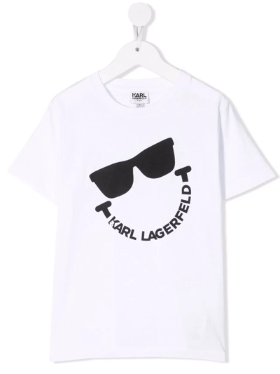 Karl Lagerfeld Kids' Logo-print Organic Cotton T-shirt In White