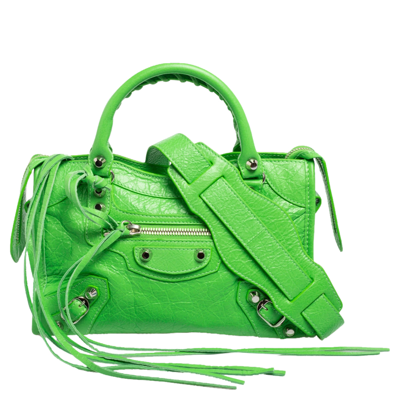 Pre-owned Balenciaga Lime Green Leather Mini Classic City Bag | ModeSens