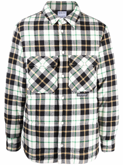 Marcelo Burlon County Of Milan Marcelo Burlon Logo Cott Check Pad Overshirt Ecru Black In Multicolor