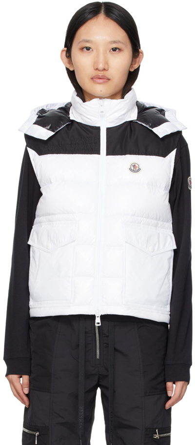 Moncler Ciboure Brand-print Shell-down Hooded Gilet In White