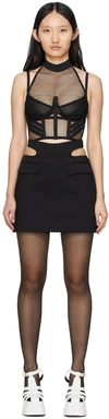 Dion Lee Halterneck Mesh Cut-out Strap Top In Black