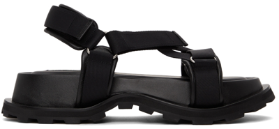 Jil Sander 40mm Leather & Webbing Sandals In 블랙