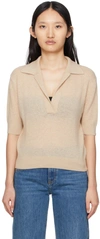 Khaite Jo Shrunken Stretch Cashmere Polo Sweater In 976 Butters