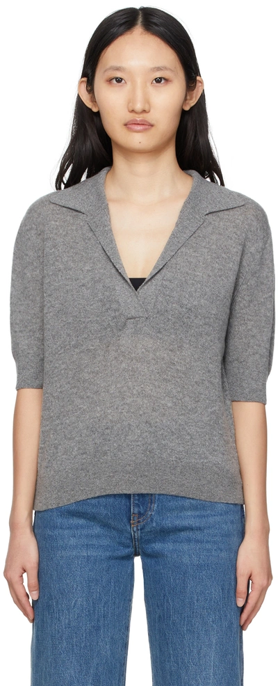 Khaite Shrunken Jo Cashmere Polo Jumper In Grey