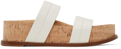 Gabriela Hearst Striker Stitched Leather And Cork Slides In White