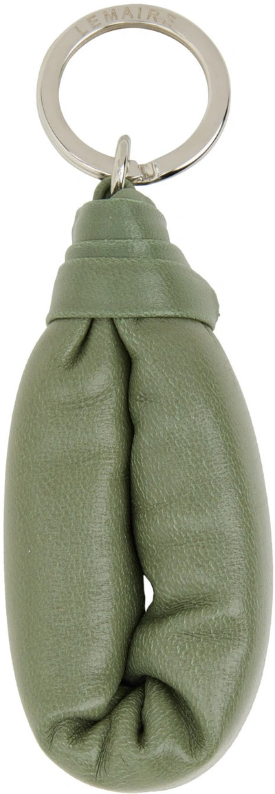 Lemaire Green Leather Wadded Key Holder In 638 Hedge Green