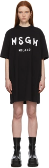 Msgm Black Stroke Logo T-shirt Dress