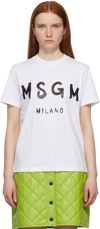 Msgm White Stroke Logo T-shirt