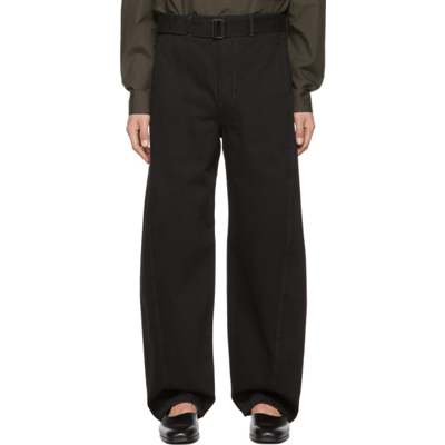 Lemaire Belted Unwash Denim Balloon Jeans In Black