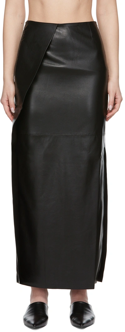 Nanushka Black Neve Pencil Vegan Leather Midi Skirt