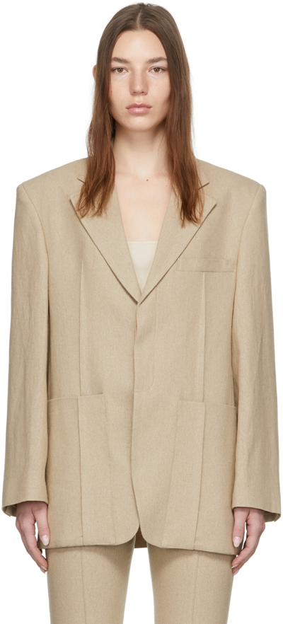Jacquemus Homme Oversized Flax Suit Jacket In Beige