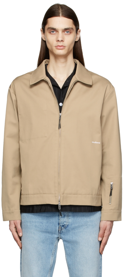 Soulland Windom Zipped Lightweight Jacket In Beige