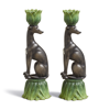 OKA PAIR OF WEZEA WHIPPET CANDLE HOLDERS - CHARCOAL
