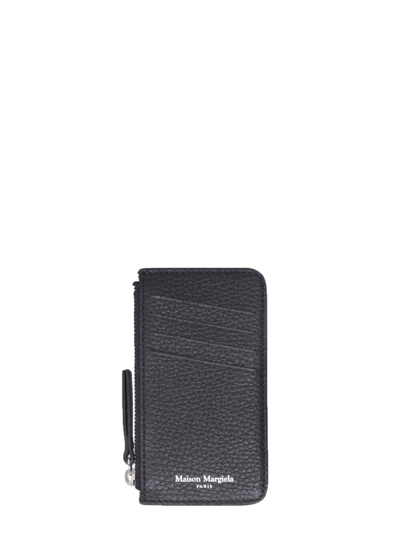 Maison Margiela Card Holder With Zip In Black