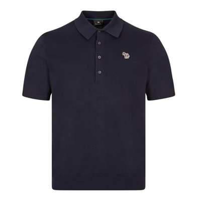 Paul Smith Knitted Polo Shirt In Navy