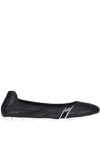 Hogan H511 Black Silver Flat Ballerina Shoes In Black