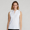 Ralph Lauren Sleeveless Quarter-zip Polo Shirt In Pure White