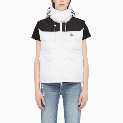 Moncler White/black Born To Protect Quilted Waistcoat