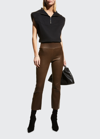 Sprwmn High-waist Flare-leg Cropped Leather Leggings In Mink