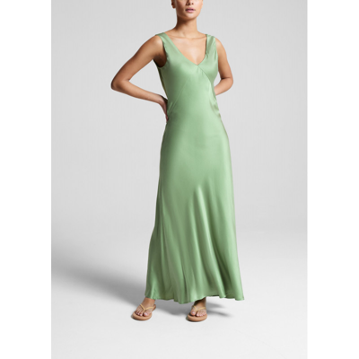 green silk bias cut dress SATIN BIAS COWL BACK MAXI | WAVE — THIRD FORM main image 0