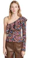 Philosophy Di Lorenzo Serafini One-shoulder Knit Top With Floral Pattern In Fantasy Print Brown