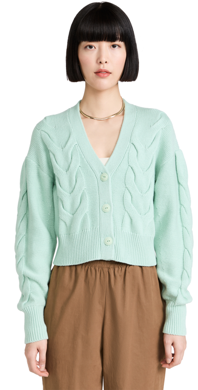 Rag & Bone Taylor Cable-knit Cotton And Cashmere-blend Cardigan In Green