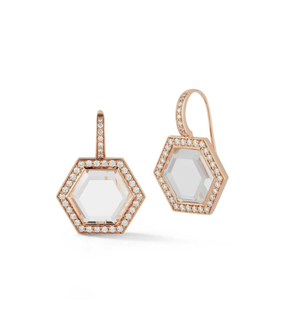 Walters Faith Bell Diamond And Rock Crystal Hexagon Drop Earrings In Rosegold
