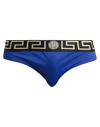 Versace Womens Lapis Greca Border High-rise Bikini Bottoms M In Blue