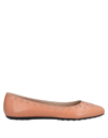 TOD'S TOD'S WOMAN BALLET FLATS SALMON PINK SIZE 8 SOFT LEATHER