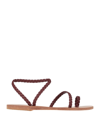 Ancient Greek Sandals Toe Strap Sandals In Maroon