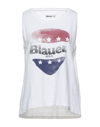 Blauer Tank Tops In White