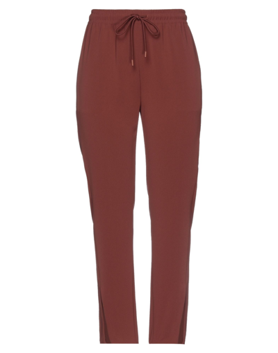 Theory Slit Ankles Straight-leg Trousers In Brown