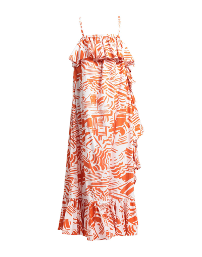 Msgm Long Dresses In Orange