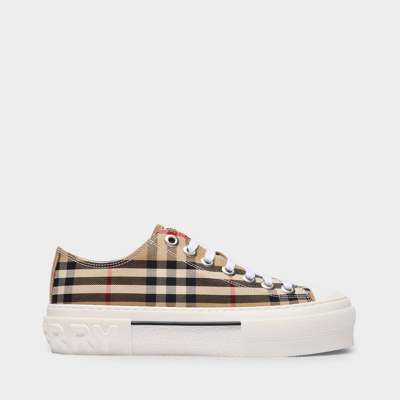 BURBERRY LF TNR JACK L LOW SNEAKERS - BURBERRY - BEIGE - COTTON