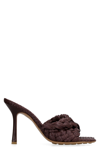 Bottega Veneta Brown Raffia Stretch Heeled Mules In Brown