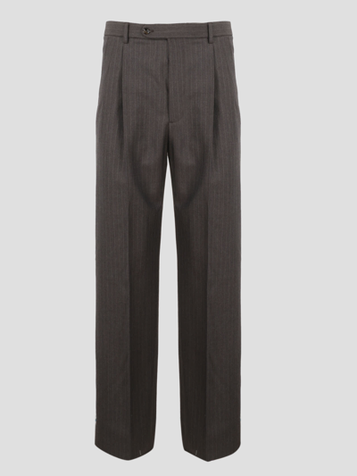 Gucci Pinstripe Wool Trousers In Grey