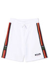 Msgm Teen Logo-tape Track Shorts In Bianca