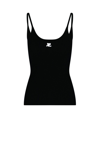Courrèges Logo-patch Cotton-blend Knit Top In Black