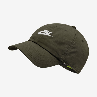 Nike Sportswear Heritage86 Futura Washed Hat In Rough Green/rough Green/white