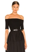 Enza Costa Stretch Silk Knit Half Sleeve Off Shoulder Top In Black